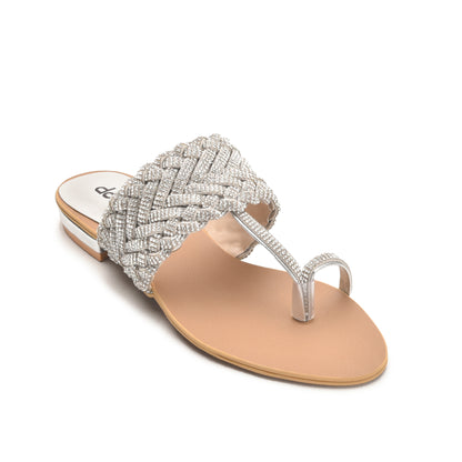 Silver Braided Toe Ring Flats for Women Slippers | 776R-S Dolcis