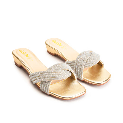 Elegant Gold Embellished Flats Slippers | 548LX Dolcis