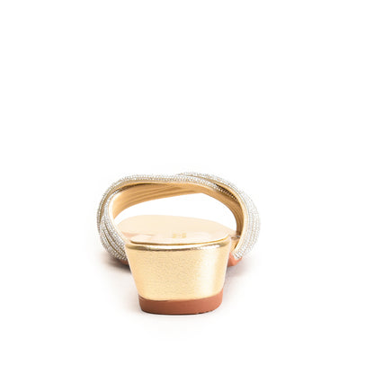 Elegant Gold Embellished Flats Slippers | 548LX Dolcis