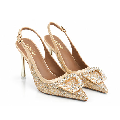 Golden Glittering Floral Petal Heel | 442P-X