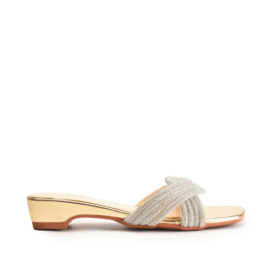 Elegant Gold Embellished Flats Slippers | 548LX Dolcis