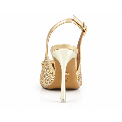 Golden Glittering Floral Petal Heel | 442P-X