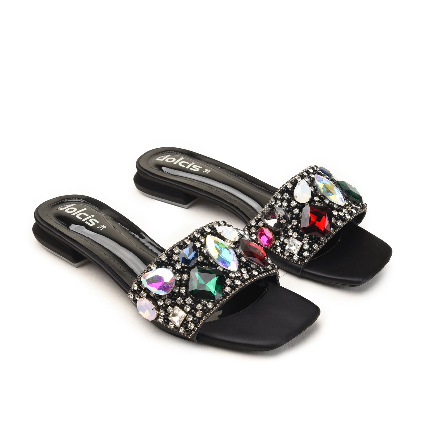 Metallic Copper Gem Flats with Clear Strap Slippers| 529M-C