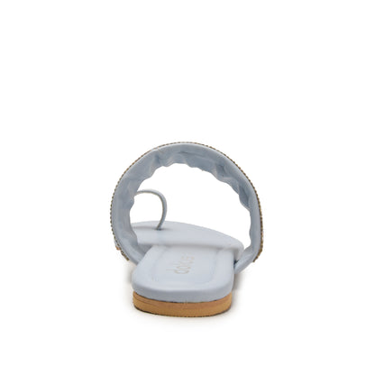 Blue Embellished Toe Ring Flat Sandals for Women Slippers| 775R-N