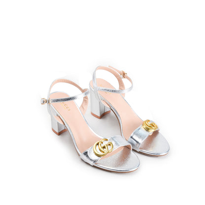 Black Crystal Triple-Strap Block Heels | 257H-S