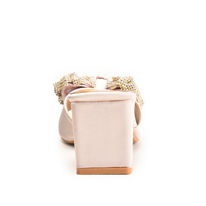 Ivory Pearl Bow Block Heels | 510M-X Dolcis