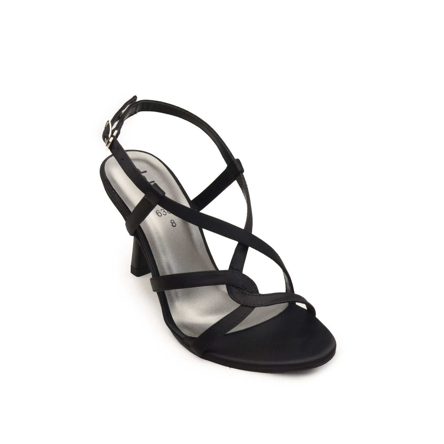 Black Heels with Asymmetric Strap Design | 222H-C