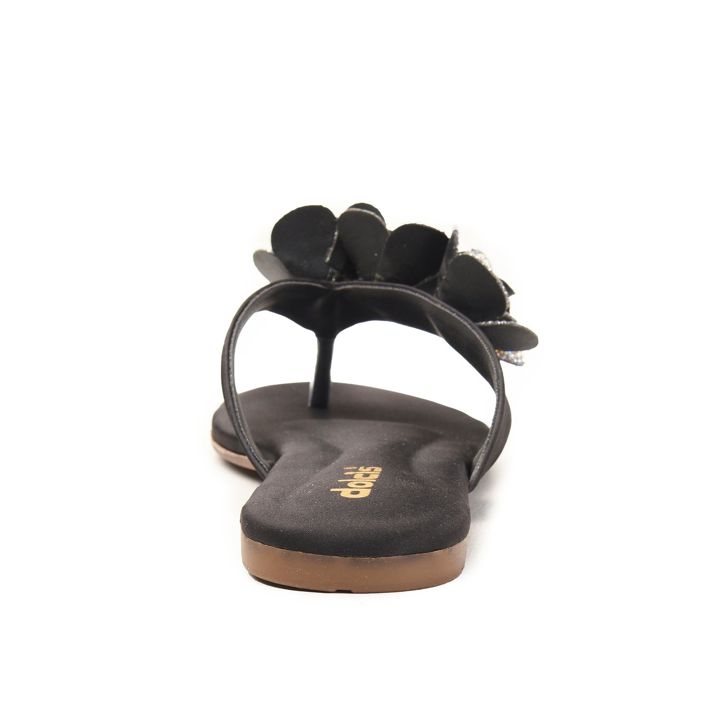 Black Floral Flat Sandals for Women Slippers | 789R-C