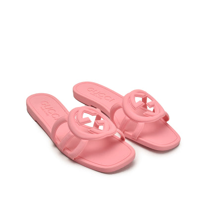 Pink Flat Slide Sandals with Cutout Design | 567L-P