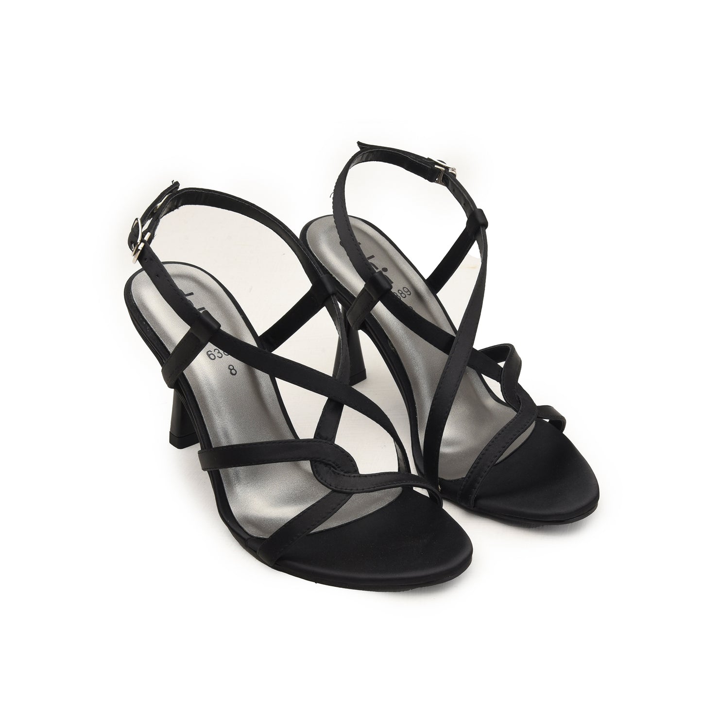 Black Heels with Asymmetric Strap Design | 222H-C