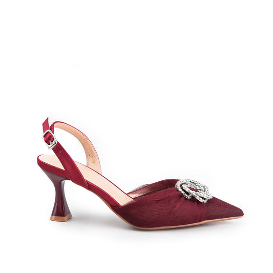 Elegant White Mesh Slingback Heels | 419P-M