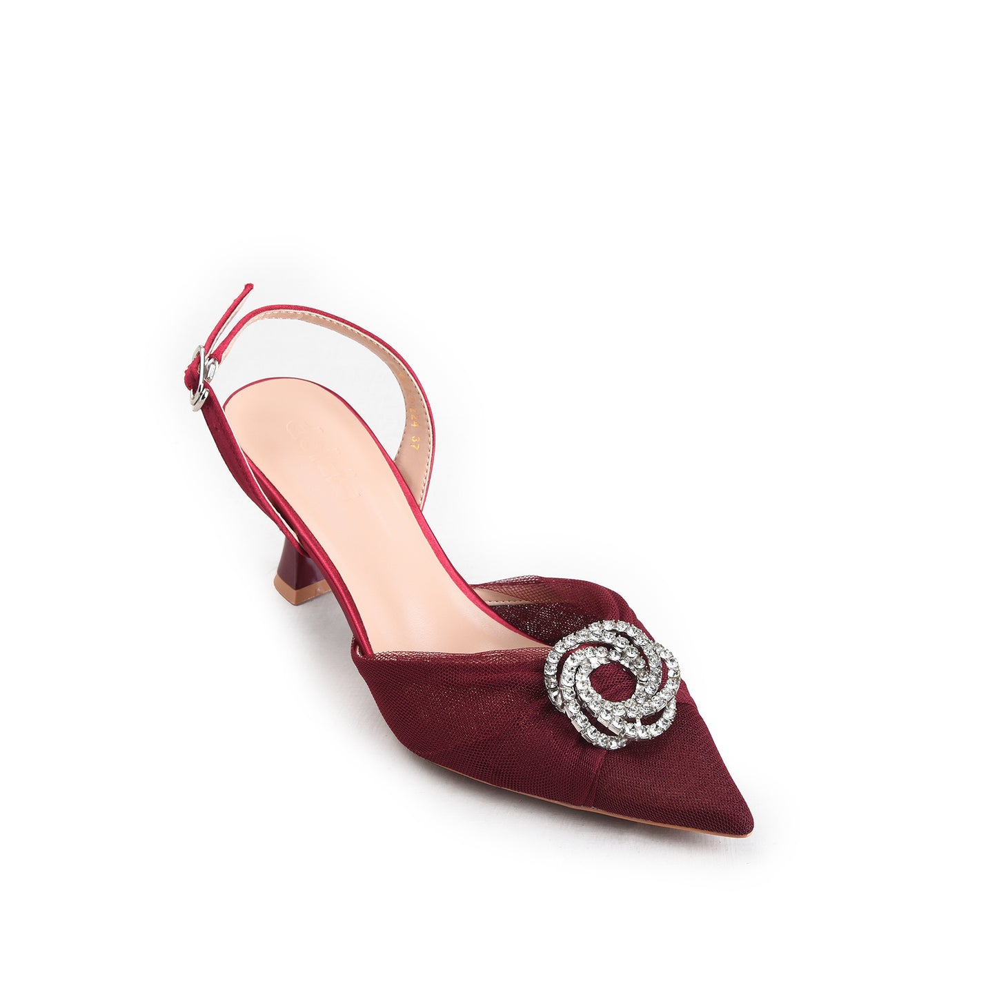 Elegant White Mesh Slingback Heels | 419P-M