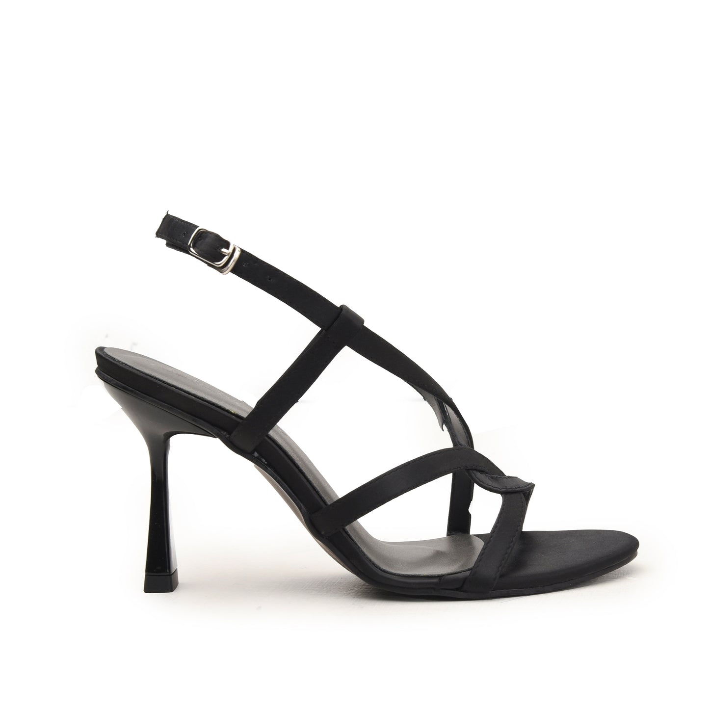 Black Heels with Asymmetric Strap Design | 222H-C