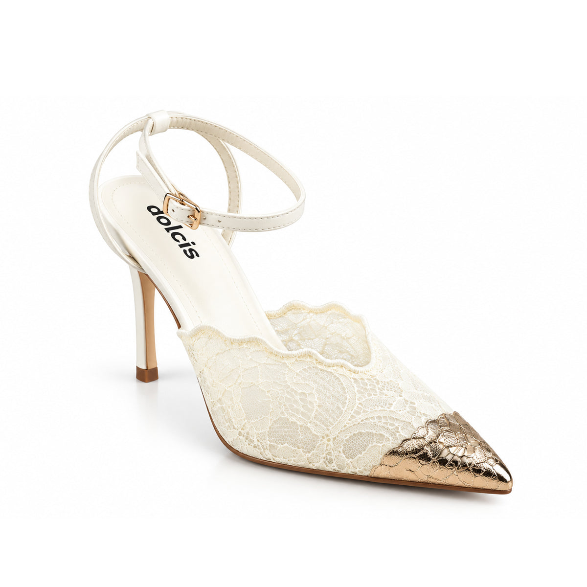 White Textured Pencil Heel Sandals | 444P-F