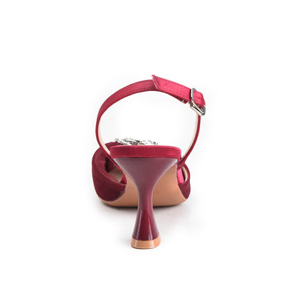 Elegant White Mesh Slingback Heels | 419P-M