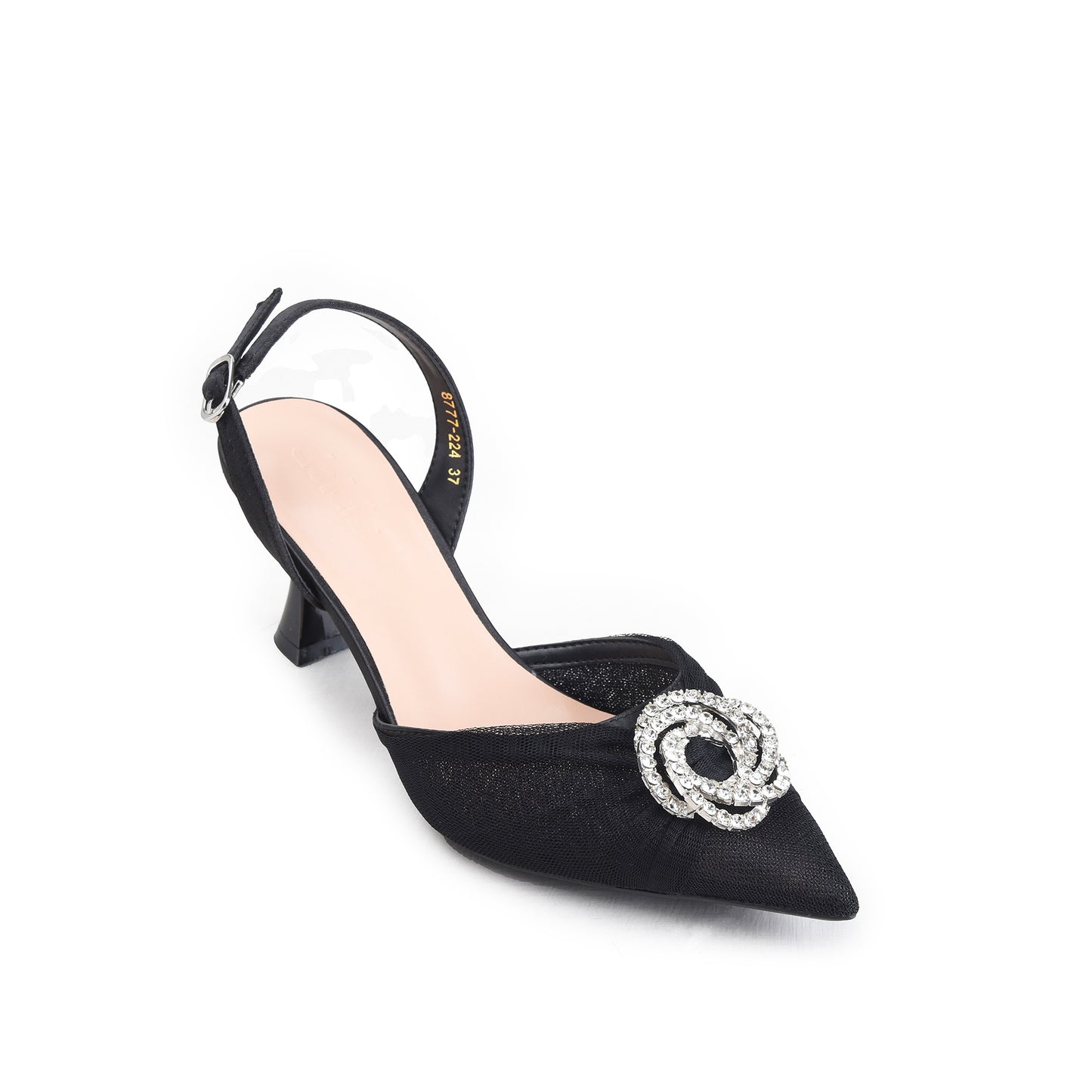 Elegant White Mesh Slingback Heels | 419P-C