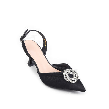 Elegant White Mesh Slingback Heels | 419P-C