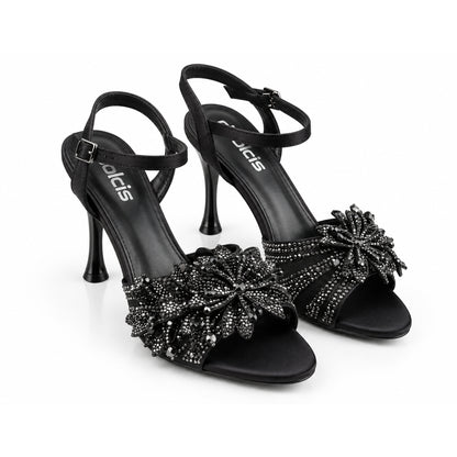 Black Floral Petal Heel |280H-C