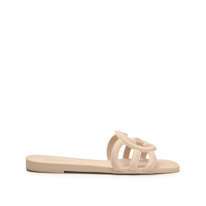 Beige Cut-Out Slide Flats for Women | 567L-F