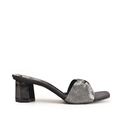 Black Glitter Bow Block Heels | 509M-C Dolcis