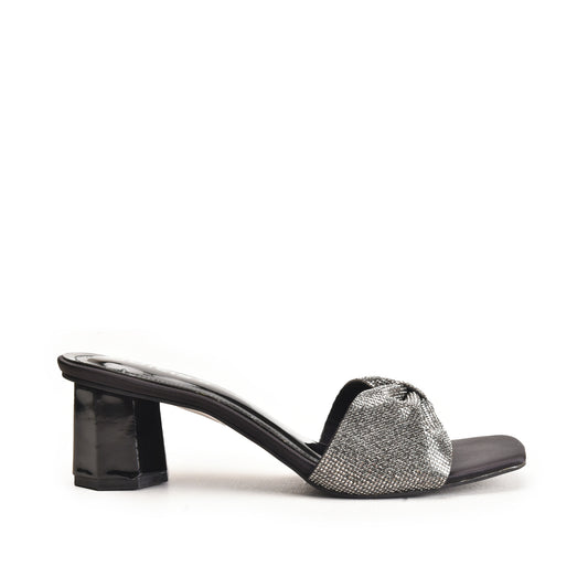 Black Glitter Bow Block Heels | 509M-C Dolcis
