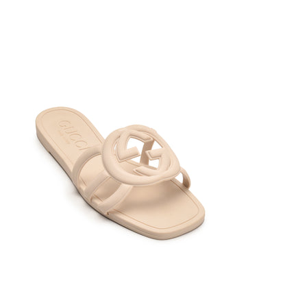Beige Cut-Out Slide Flats for Women | 567L-F