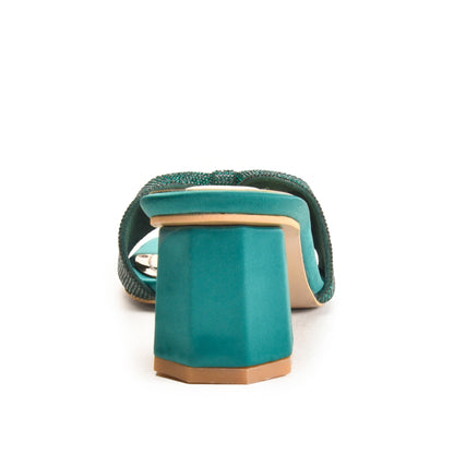 Teal Glitter Bow Block Heels | 509M-K Dolcis