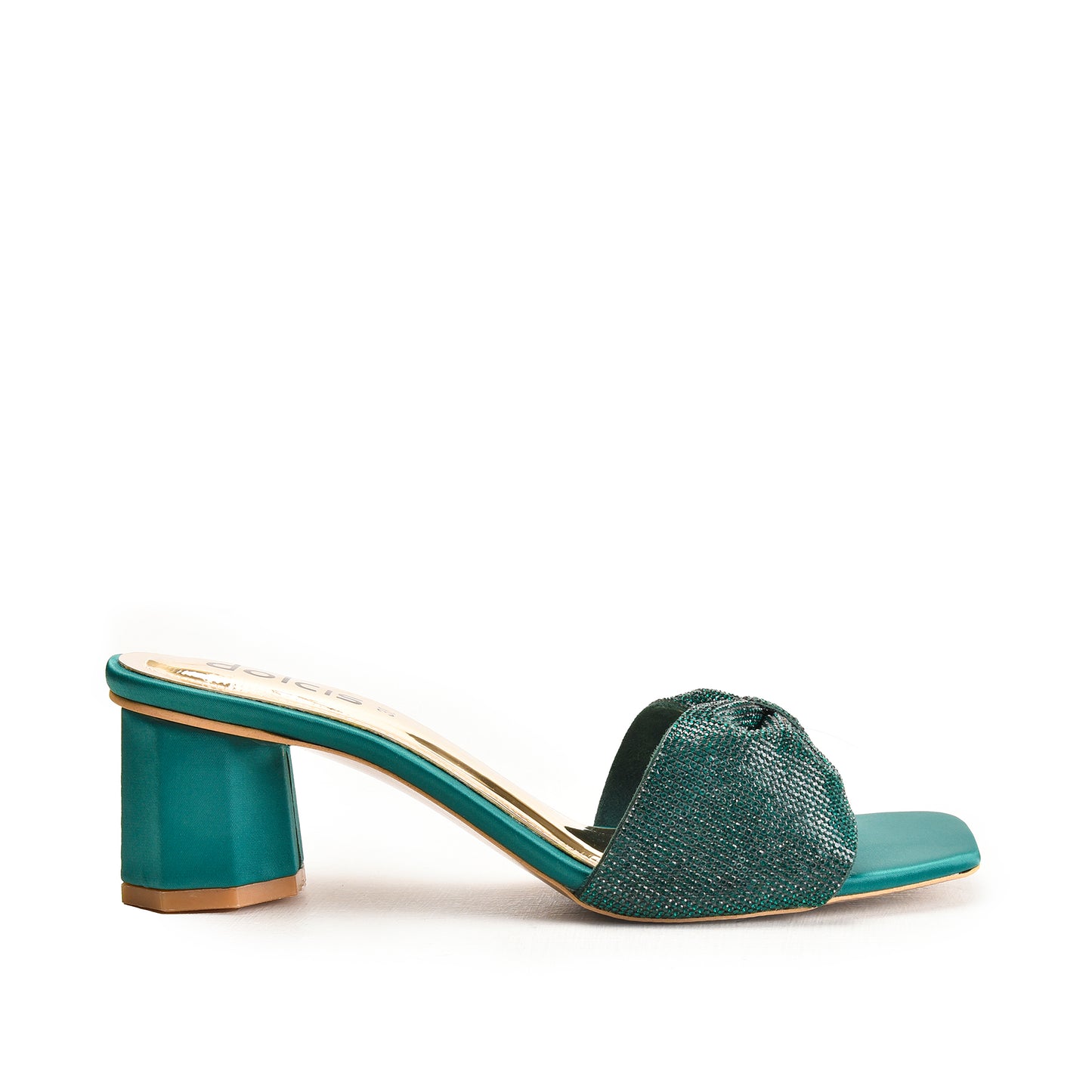 Teal Glitter Bow Block Heels | 509M-K Dolcis