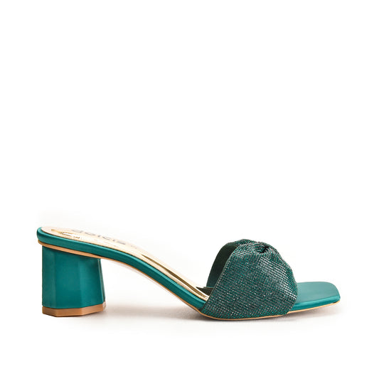Teal Glitter Bow Block Heels | 509M-K Dolcis