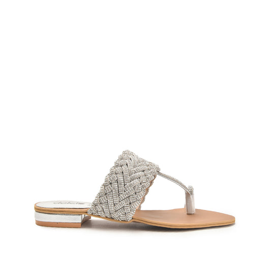 Silver Braided Toe Ring Flats for Women Slippers | 776R-S Dolcis