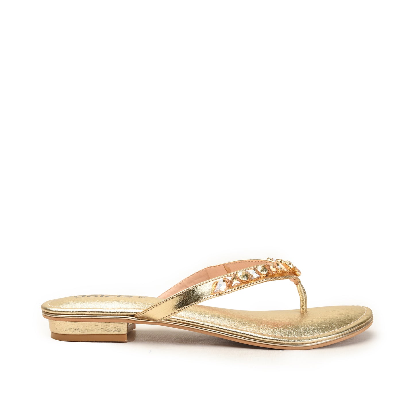 Golden Embellished Flat Sandals for Women Slippers | 783R-X
