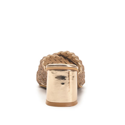 Golden Braided Block Heels for Women | 573L-X Dolcis