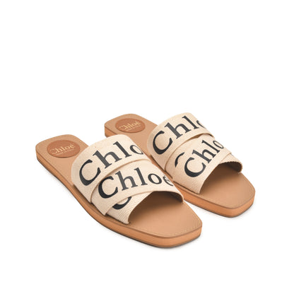 Beige Text Strap Flat Sandals for Women Slippers | 527L-F