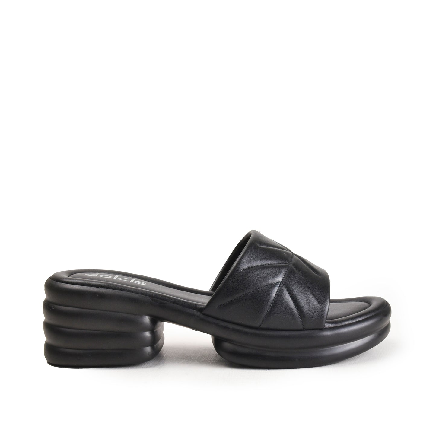 Black Quilted Slide-On Platform Flats | 504M-C Dolcis