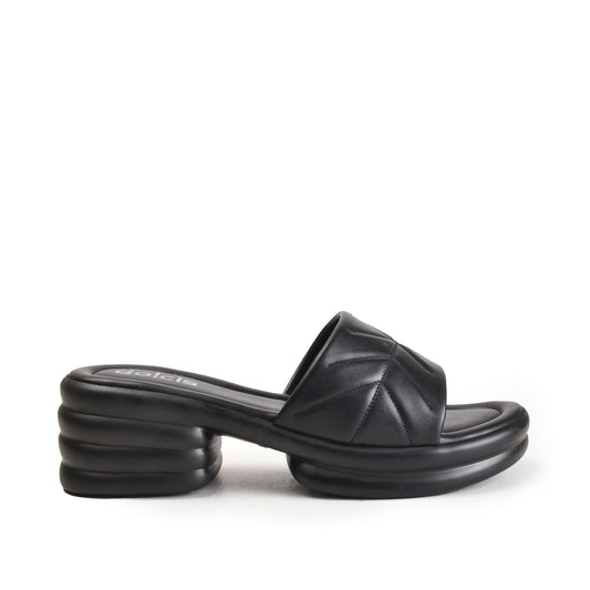 Black Quilted Slide-On Platform Flats | 504M-C Dolcis