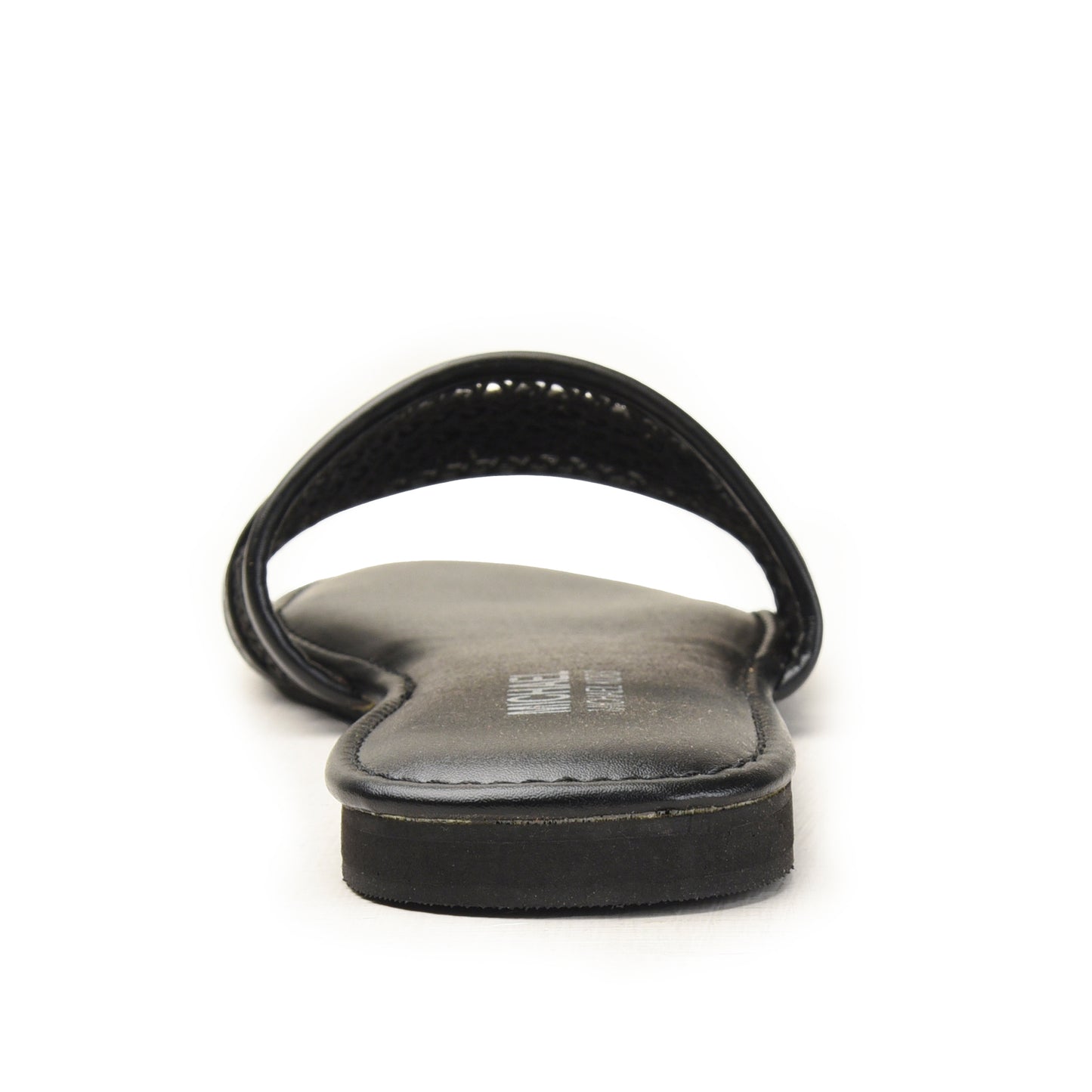 Black Woven Slide Flats with Buckle Slippers| 521M-C