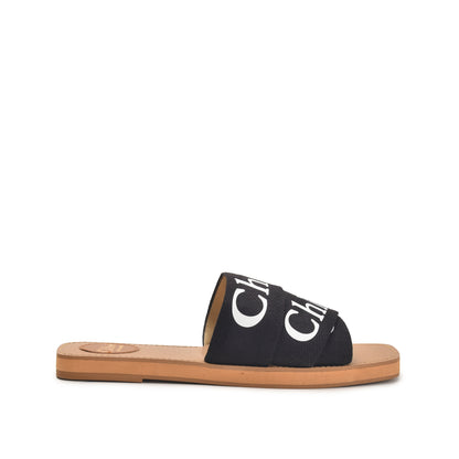 Black Logo Strap Flat Sandals for Women Slippers | 527L-C
