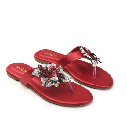 Red Flats with Embellished Butterfly Slippers | 778R-M
