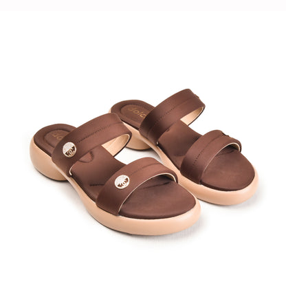 Comfortable Brown Double-Strap Flip Flops | 502M-B Dolcis