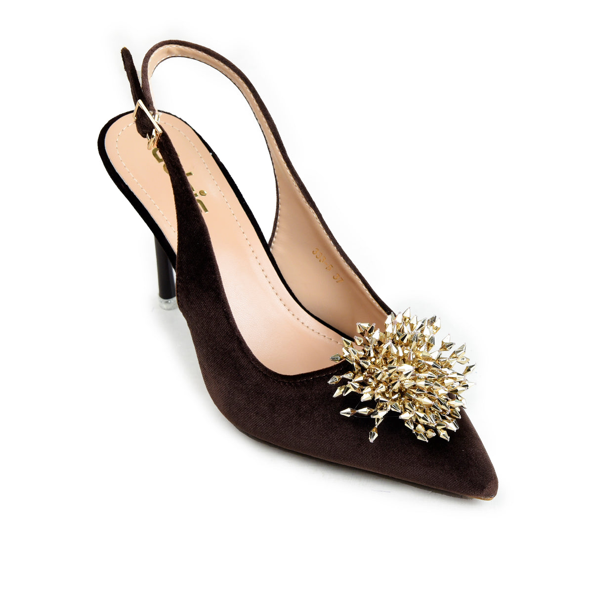 Brown Sleek Slingback Heel  Pumps | 441P-B