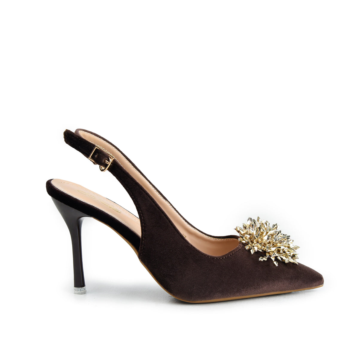 Brown Sleek Slingback Heel  Pumps | 441P-B