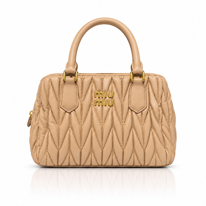Puffy Quilted Beige Handbag