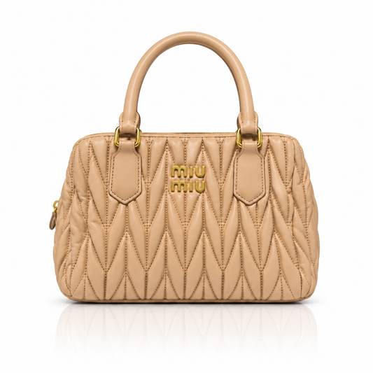 Puffy Quilted Beige Handbag