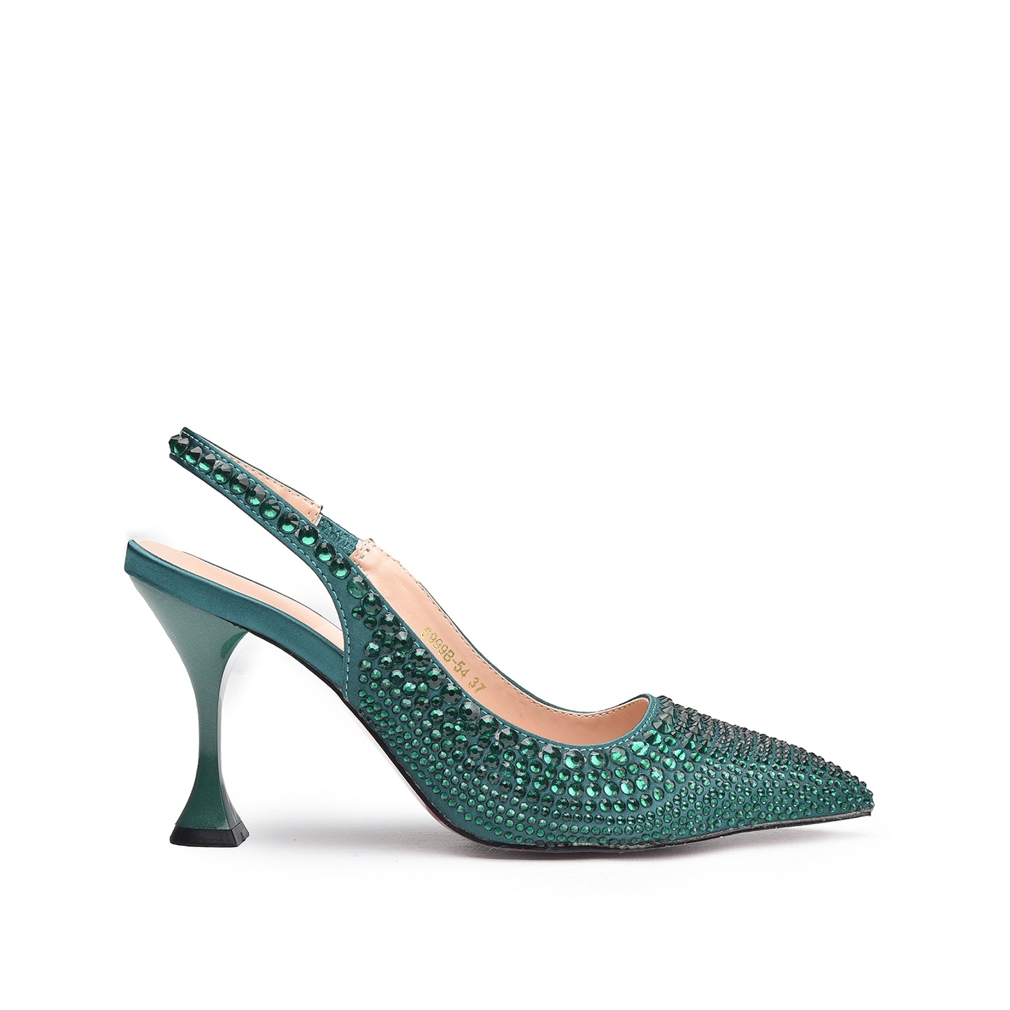 Glamorous Green Rhinestone Slingback Heels | 423M-K