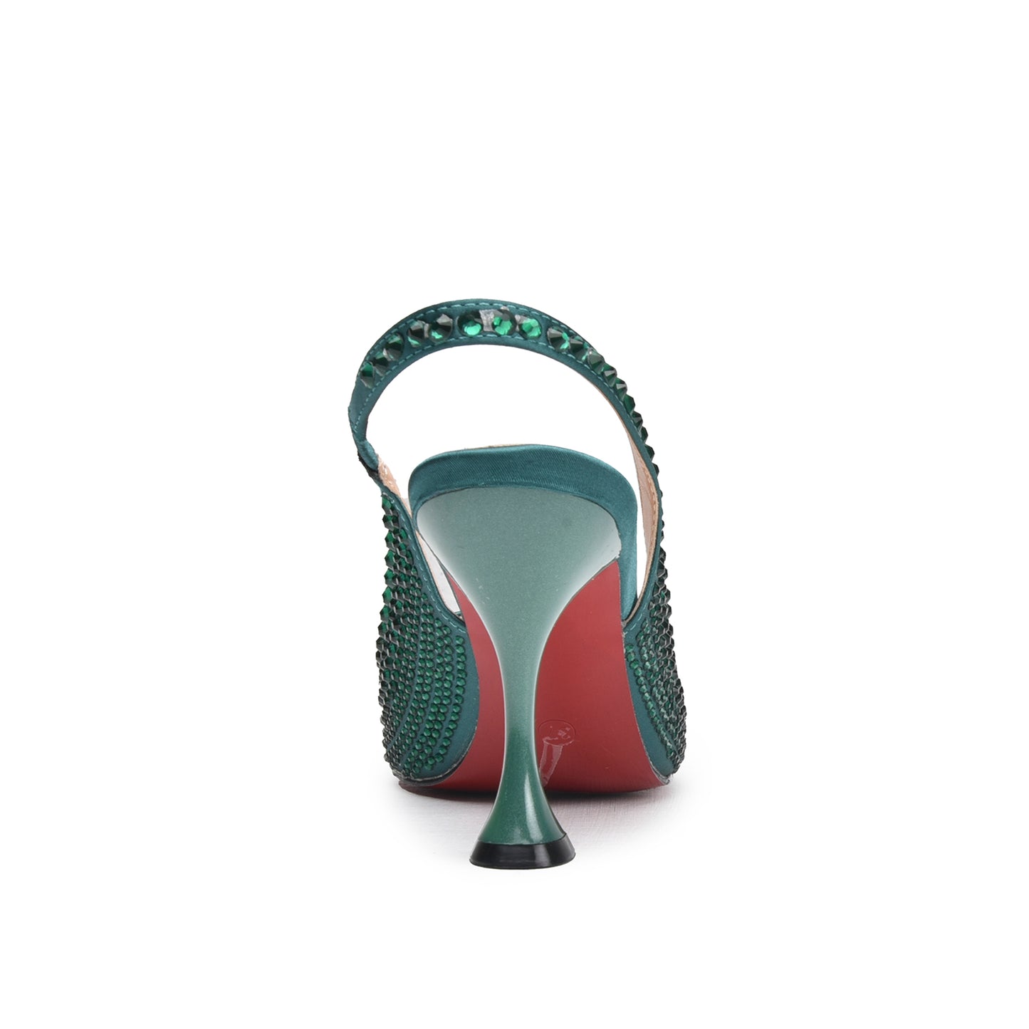 Glamorous Green Rhinestone Slingback Heels | 423M-K