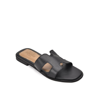 Classic Black Slide Flats Slippers| 538J-C