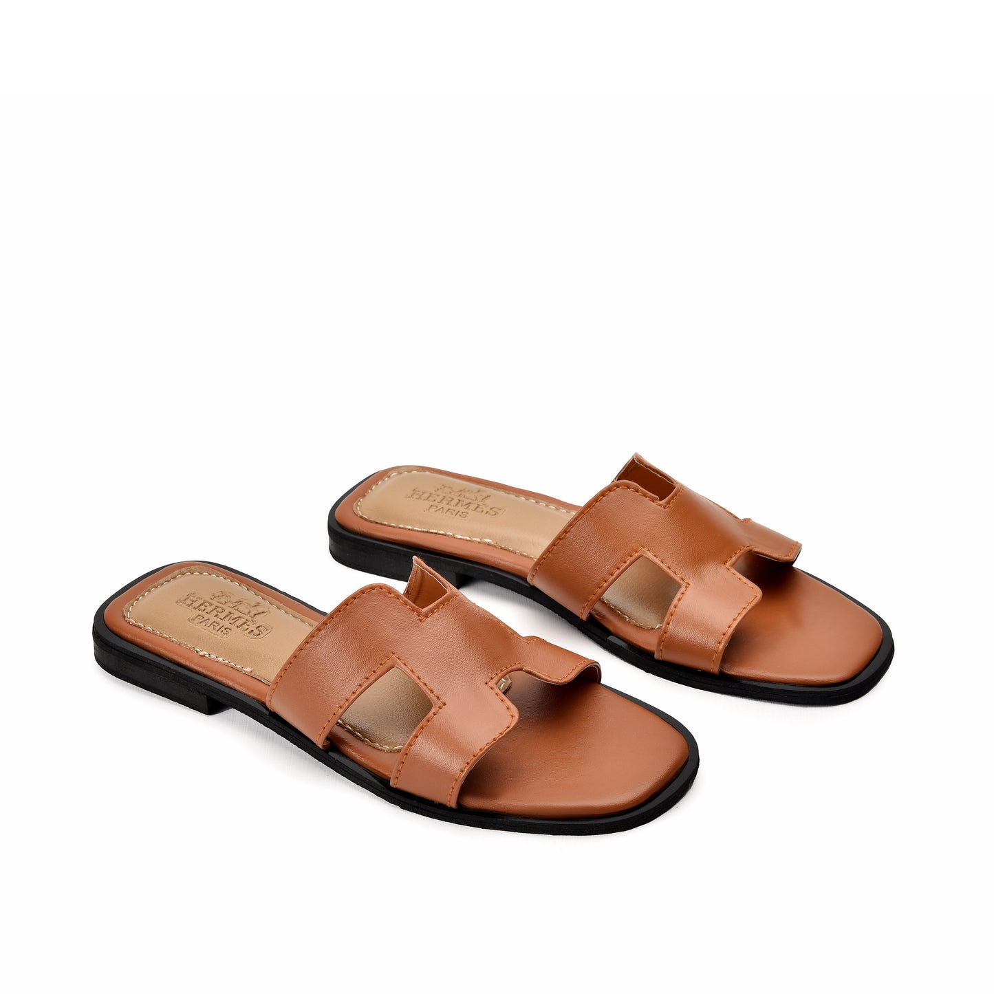 Classic Brown Slide Flats Slippers | 538J-B