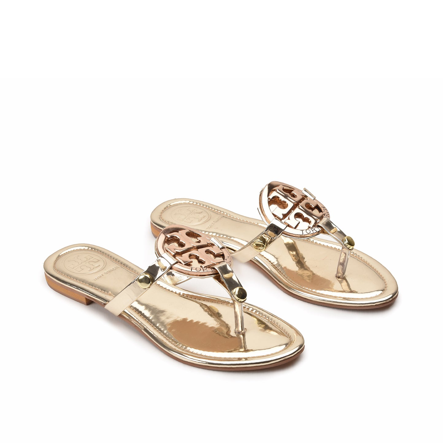 Glamorous Gold Leather Slippers | 761R-X