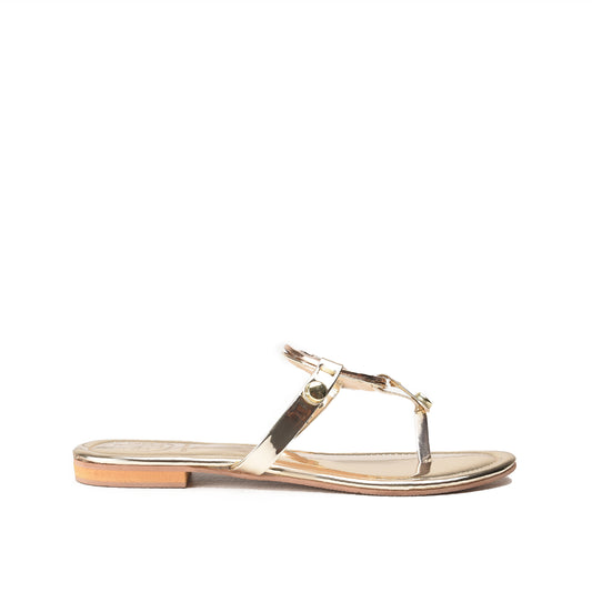 Glamorous Gold Leather Slippers | 761R-X