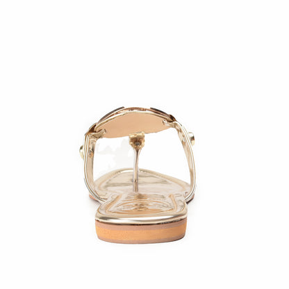 Glamorous Gold Leather Slippers | 761R-X